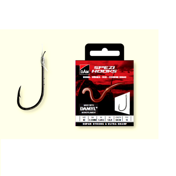 Carlig legat spezi worms nr.10 0,18mm 60cm 10buc/pl