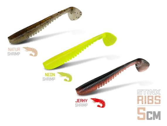 Nălucă soft delphin b! stinxribs shrimp / 20 buc 5cm / neon 101003010