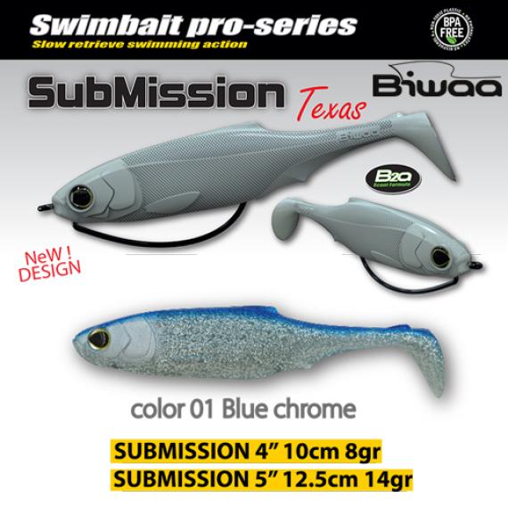 Shad Biwaa Submission Blue Chrome 10cm, 4buc/plic B000833