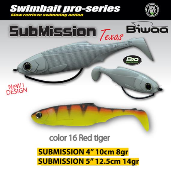 Shad Biwaa Submission Red Tiger 10cm, 4buc/plic B000970