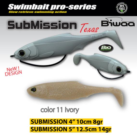 Shad Biwaa Submission Ivory 13cm, 3buc/plic B000844