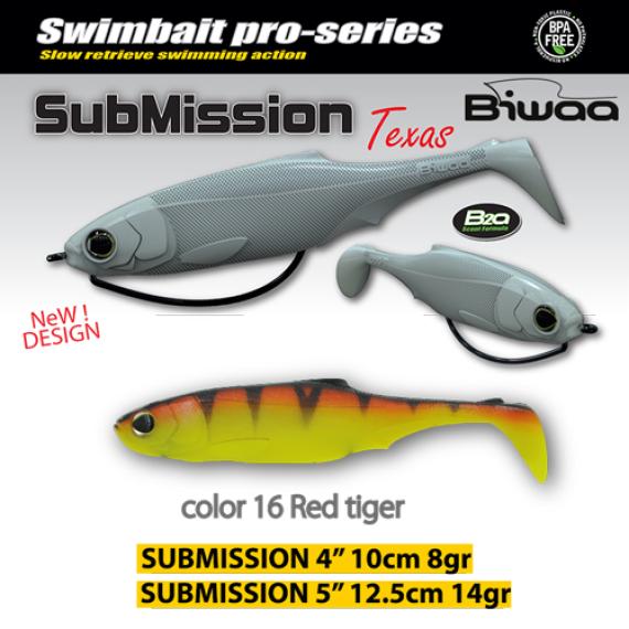 Shad Biwaa Submission Red Tiger 13cm, 3buc/plic B000973