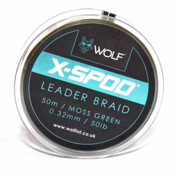 Textil Spod Wolf X-spod Braided Shockleader 0.32mm Moss Green 50lb/50m wxs002