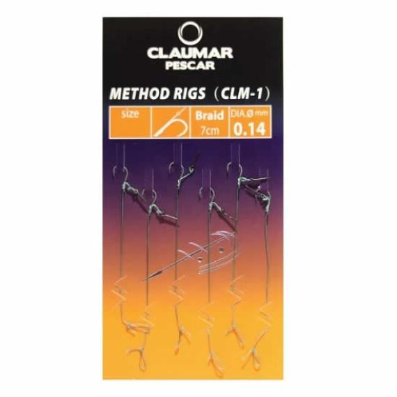 Carlige Legate Feeder Cu Spin Claumar Method Rigs Carlig Clm-1 Nr 12 7cm Fir Textil 0.14mm 6 Buc/plic clm242792
