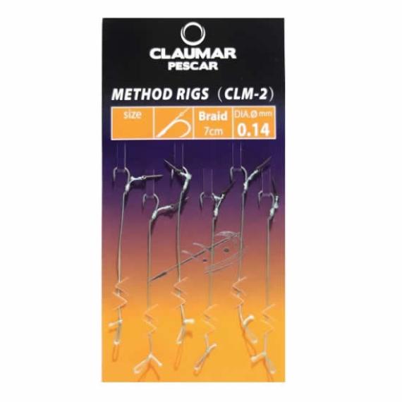 Carlige Legate Feeder Cu Spin Claumar Method Rigs Carlig Clm-2 Nr 10 7cm Fir Textil 0.14mm 6 Buc/plic clm242822