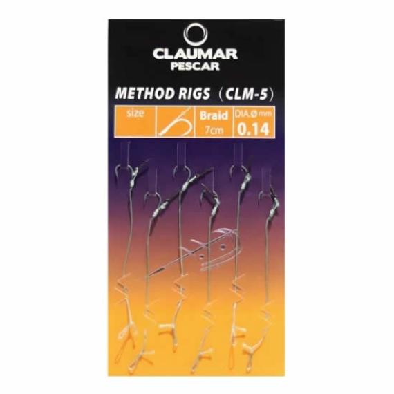 Carlige Legate Feeder Cu Spin Claumar Method Rigs Carlig Clm-5 Nr 14 7cm Fir Textil 0.14mm 6 Buc/plic clm242921