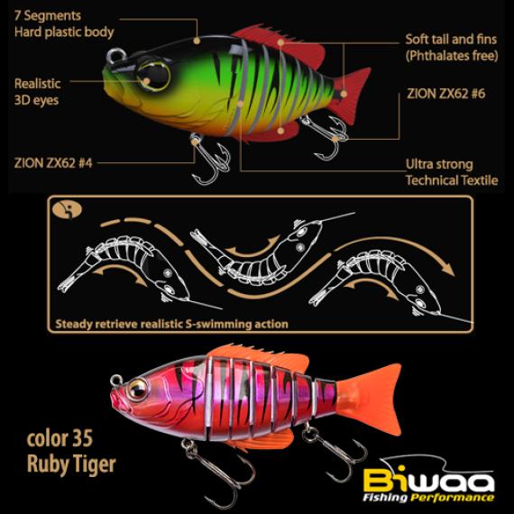 Vobler Swimbait Biwaa Seven Section, Ruby Tiger, 10cm, 17g B001546