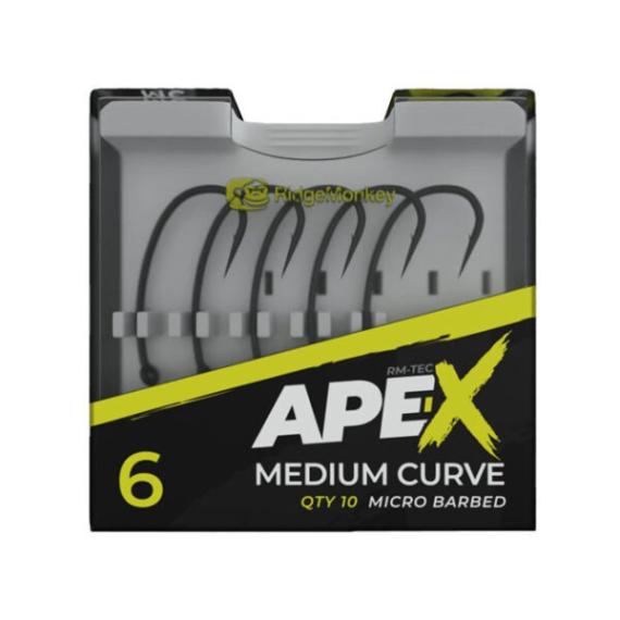 CARLIGE RIDGEMONKEY APE-X MEDIUM CURVE BARBED HOOKS, 10BUC/CUTIE