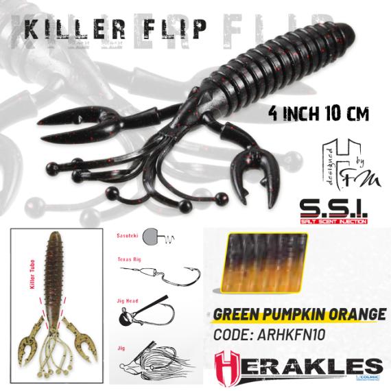 Naluca Colmic Herakles Killer Flip 4, Green Pumpking Orange, 10cm, 7buc/plic ARHKFN10