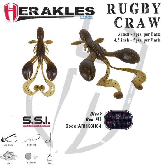 Colmic grub rugby craw 11.4cm black red flk