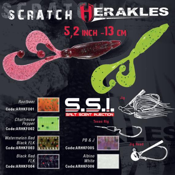 Grub Colmic Herakles Scratch 13cm Watermelon Red / Black Flk 7buc/plic ARHKFO03