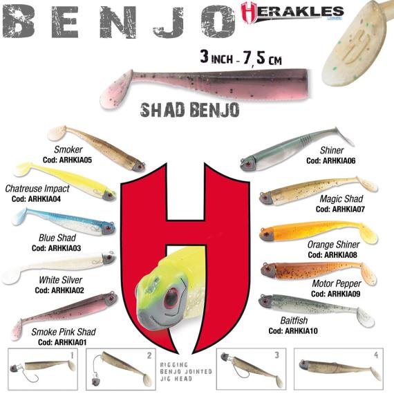 Shad Colmic Herakles Benjo, White Silver, 7.5cm, 7buc/plic ARHKIA02