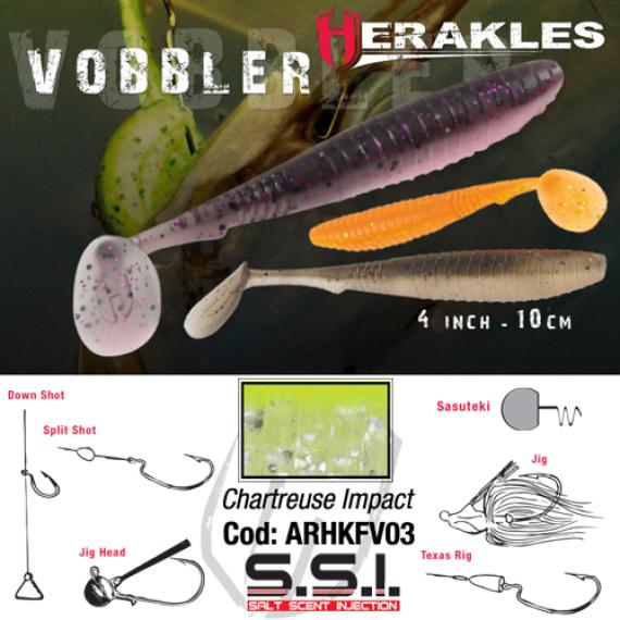 Shad Colmic Herakles Vobbler, Culoare Chartreuse Impact, 10cm, 7buc/plic ARHKFV03