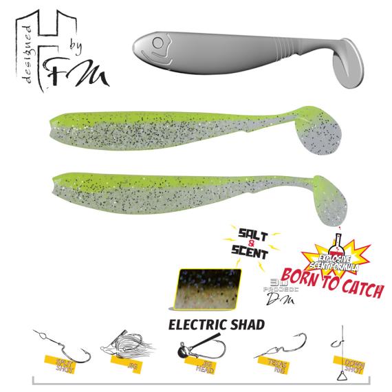 Shad Herakles Benjo R, Culoare Electric Shad, 9cm, 7buc/plic ARHKBER52