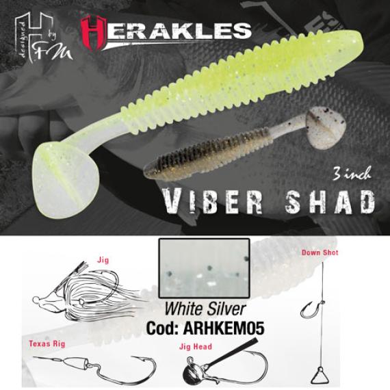 Herakles Viber Shad, 3'' 7.6cm, White Silver, 7buc/plic ARHKEM05