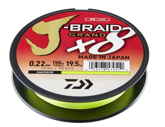 Fir Textil Daiwa J-Braid Grand X8, Culoare Chartreuse, 135m D.12797.006