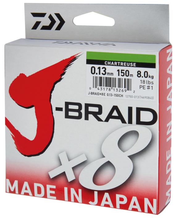 J-BRAID X8 CHARTREUSE 018MM/12,0KG/150M