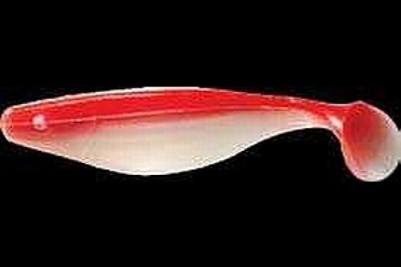 Shad Mister Twister 10cm White Red 4buc/plic F1.SHAD10.52.B