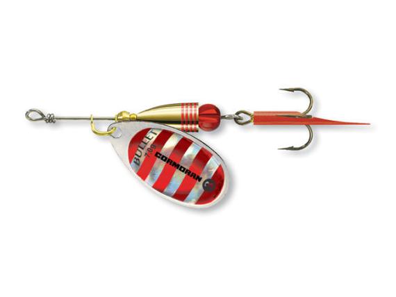 Lingurita Rotativa Cormoran Bullet Nr.1, Silver/Red Stripes, 3g F.50.84061