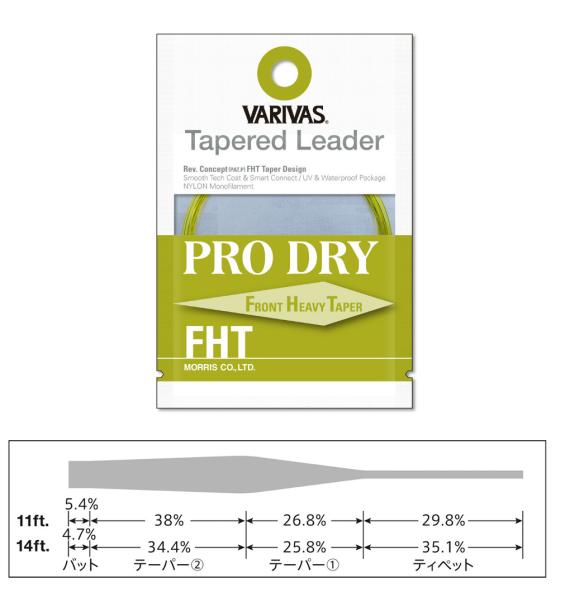 Inaintas fly tapered leader pro dry fht 4x 11ft 0.165mm-0.42mm v53304x