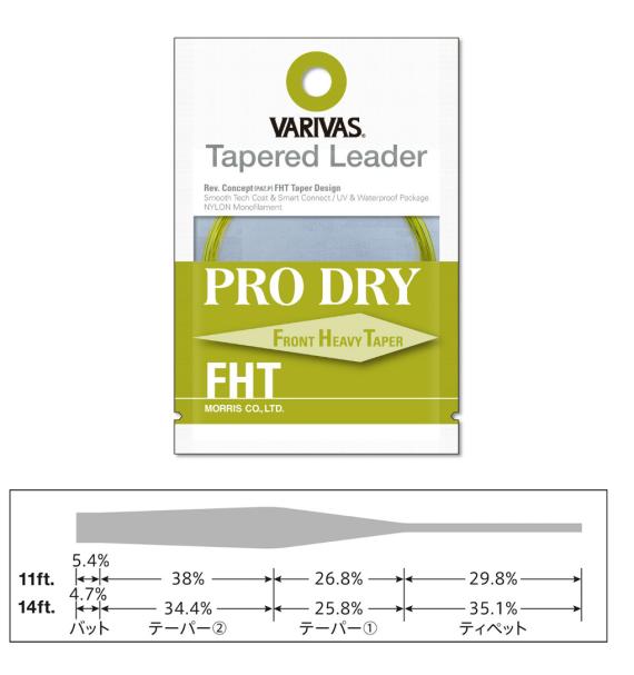 Inaintas fly tapered leader pro dry fht 6x 14ft 0.128mm-0.40mm v541406x