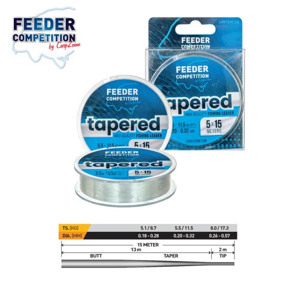 Fir Inaintas Conic Carp Zoom Feeder Competition Tapered Leader, Clear Transparent, 5x15m/rola CZ7625