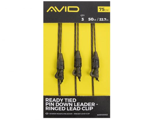 Montura Avid Carp Ready Tied Pin Down Leader Ringed Lead Clip, 3buc/plic A0510002