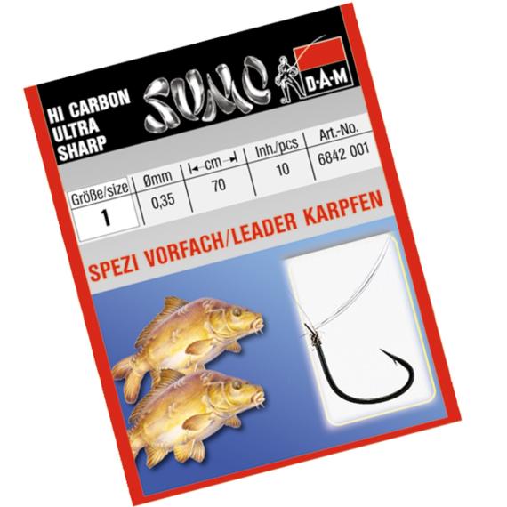 Carlige legate dam no.4 70cm 0,25mm sumo spezi carp