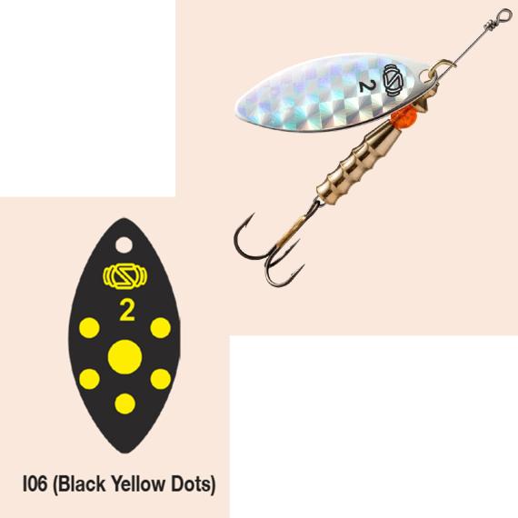 Rotativa 1 4gr  swimy inline spinner willow i01 black yellow dots