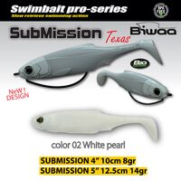 Shad Biwaa Submission Pearl White 10cm, 4buc/plic B000834