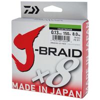 J-BRAID X8 CHARTREUSE 010MM/6,0KG/150M
